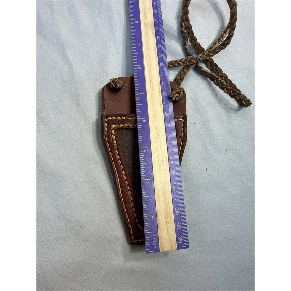 Vintage Handcrafted Leather Neck Sheath Holster Tool Case with Braided Strap